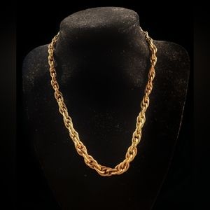 12k gold filled 2 tone rose yellow gold thick twisted rope chain necklace 16inch